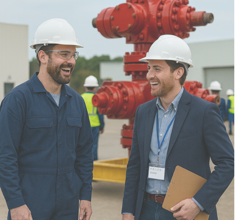 Two professionals celebrating a job well done.